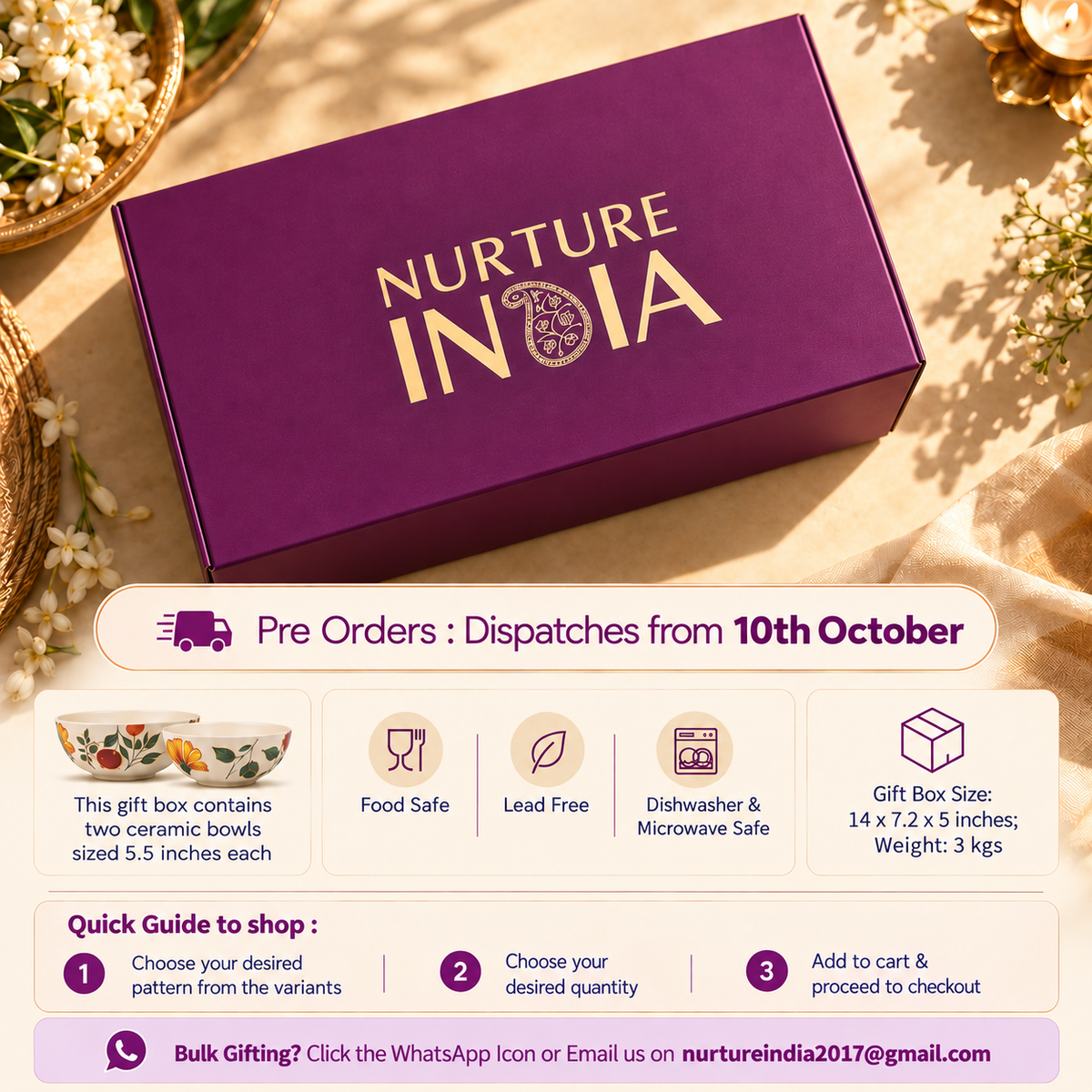 Small Bowls set of 2 - Gift Box (Purple )