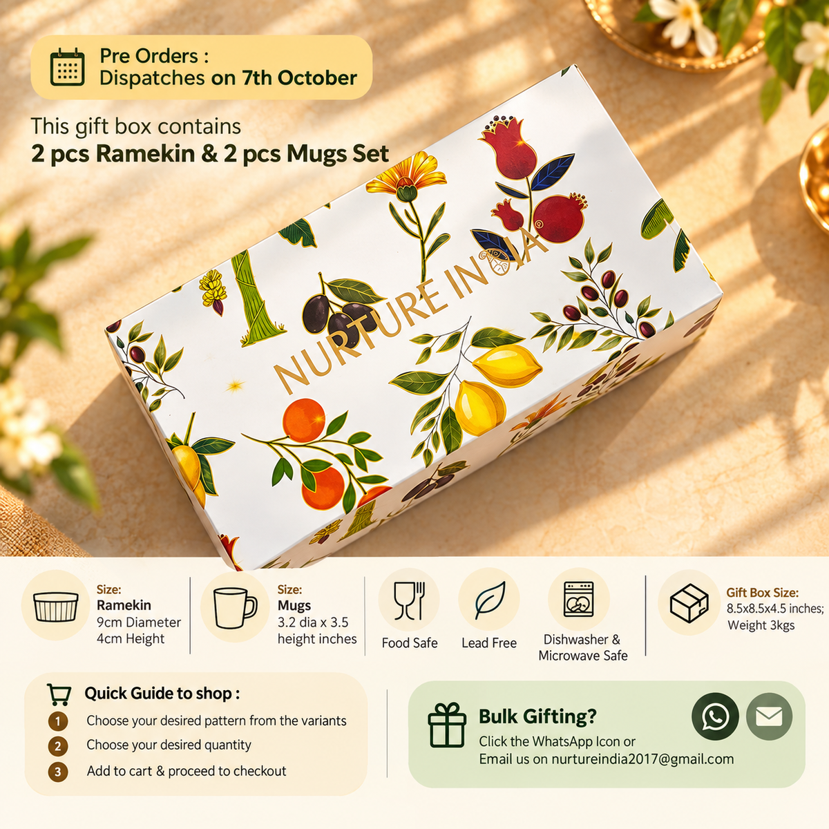 2 pcs Ramekin & 2 pcs Mugs Set - Gift Box