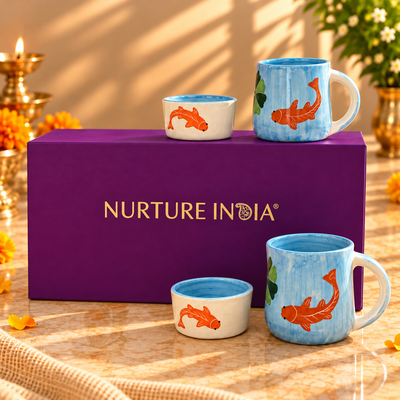 2 pcs Ramekin & 2 pcs Mugs Set - Gift Box (Purple)