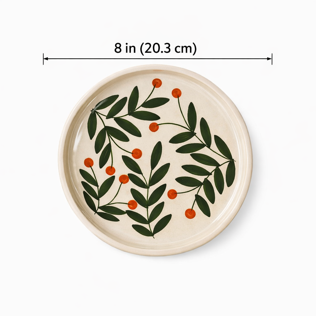 Olive Leaf Ceramic Plates ( 8 Inches )