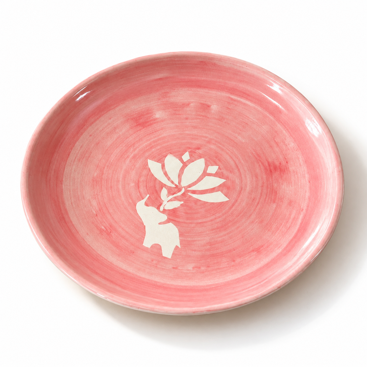 Lucky Lotus Handpainted Ceramic Plate (7.5 inches) - Pink