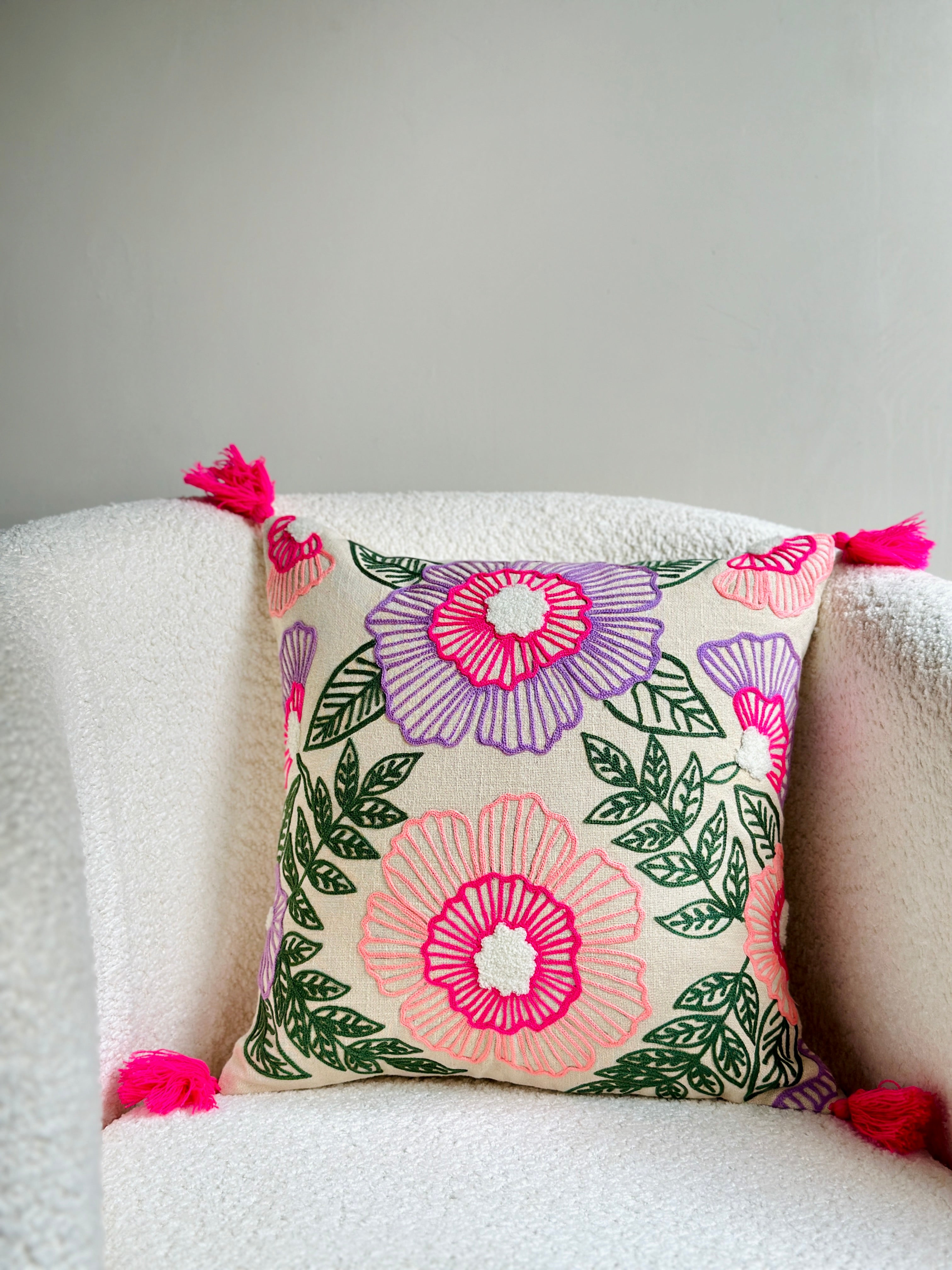 Pink Floral Cushion Cover Nurture India