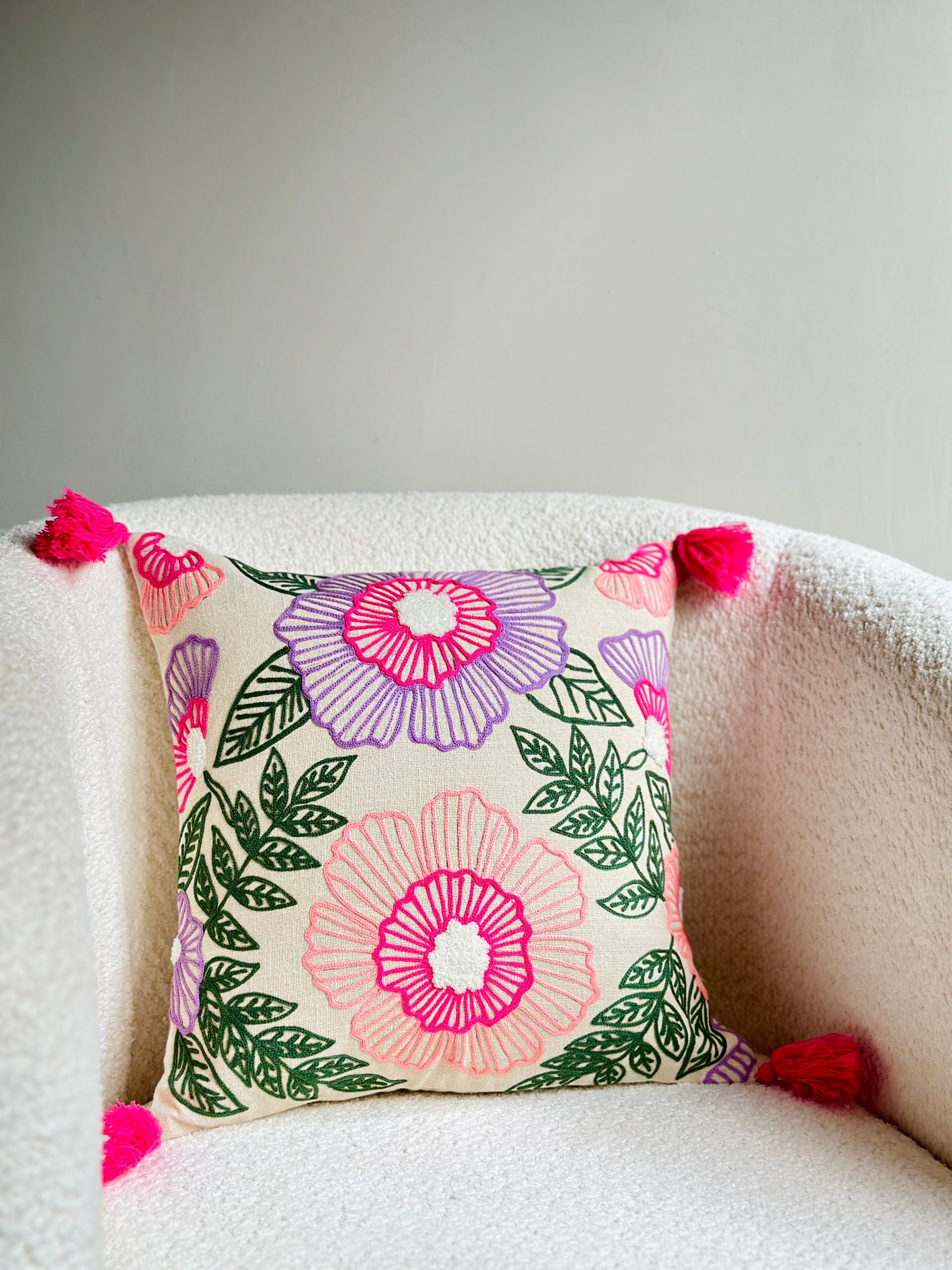 Pink Flower Cushion Cover Nurture India