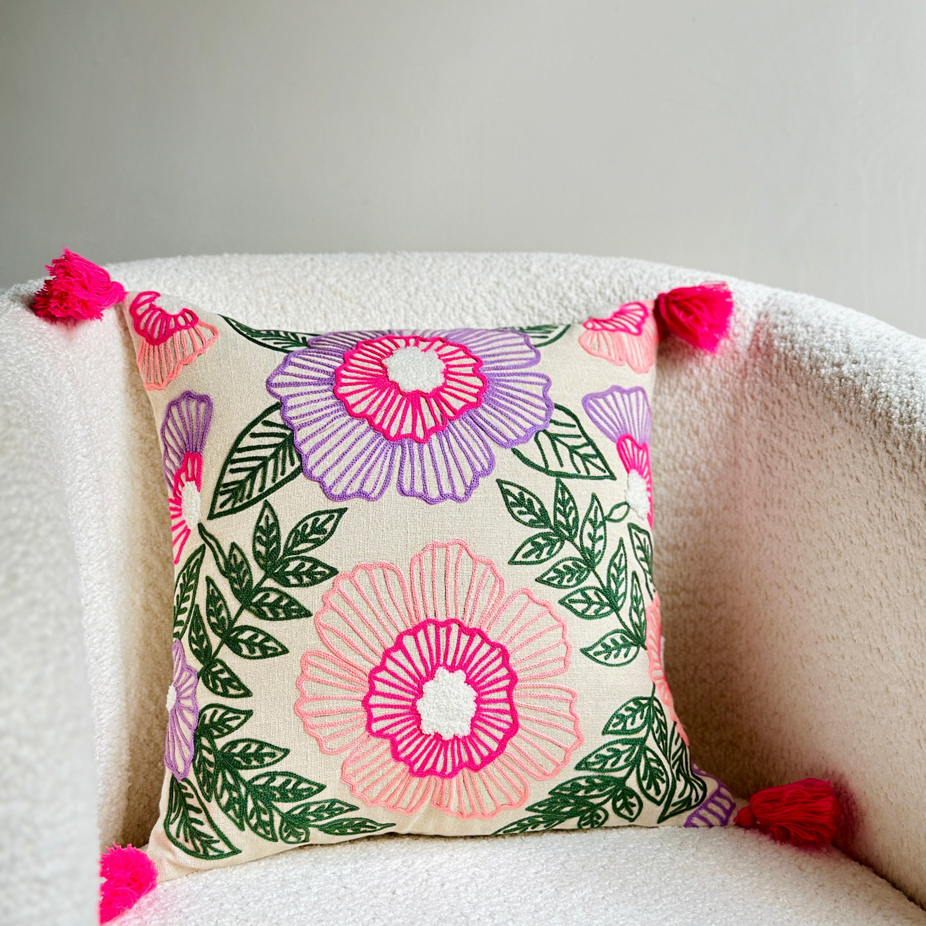 Pink Flower Cushion Cover Nurture India