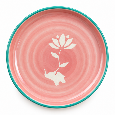 Lucky Lotus Handpainted Ceramic Plates (8 Inches) - Pink