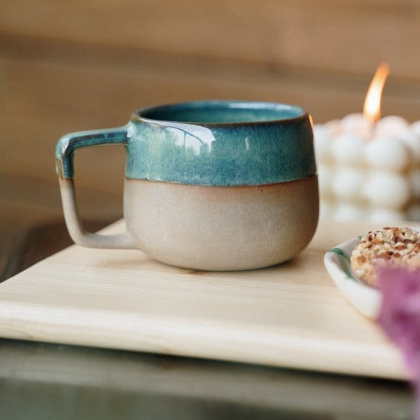 Handthrown Emerald Sandstone Coffee Cup