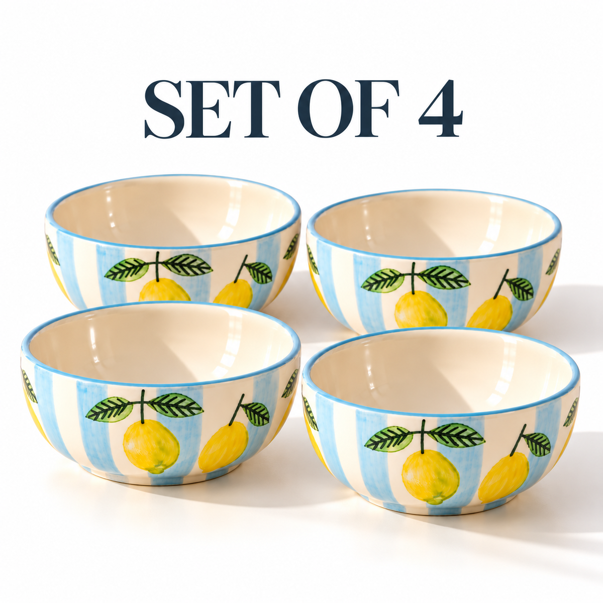 Lemon Stripe Elegance Ceramic Small Bowl