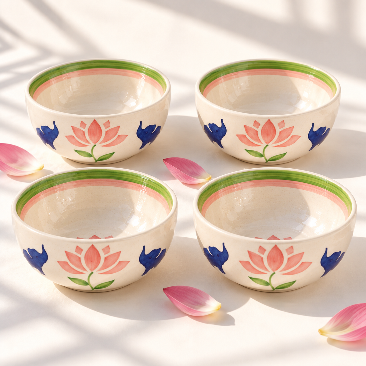 Lucky Lotus Handpainted Ceramic Small Bowl