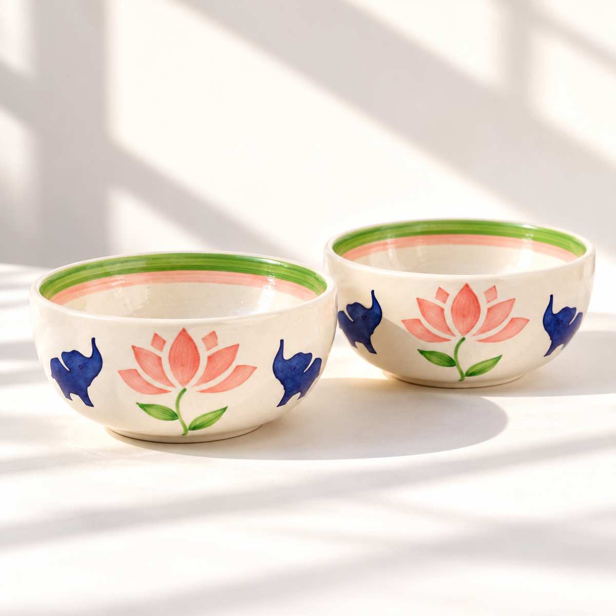 Lucky Lotus Handpainted Ceramic Small Bowl