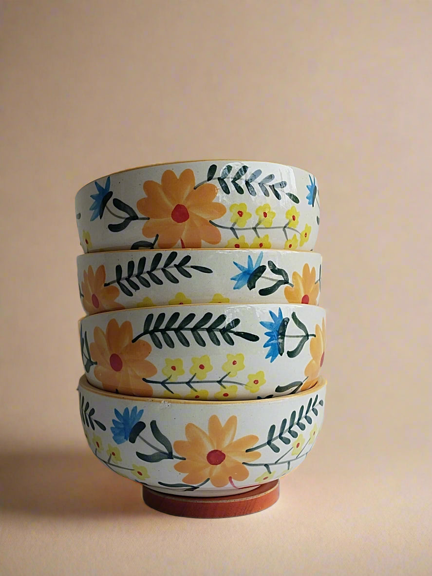 Set - Floral Extravaganza Ceramic Small Bowls