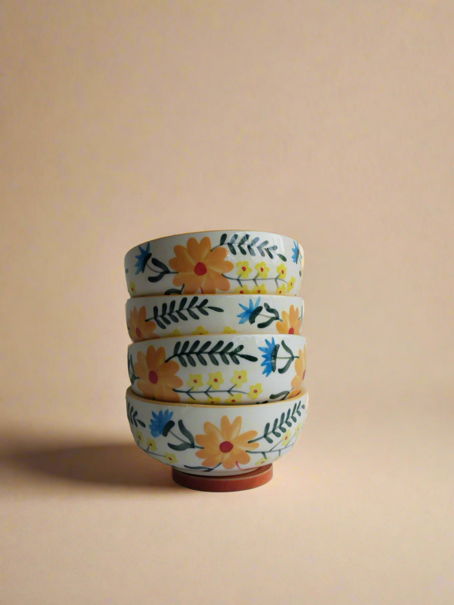 Set - Floral Extravaganza Ceramic Small Bowls