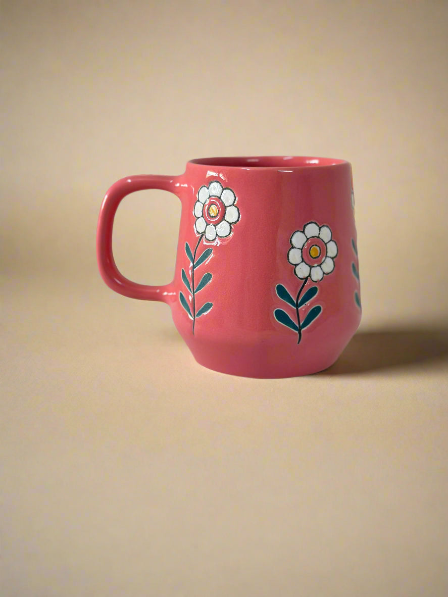 Sky Blue & Pink Bloom Mugs Set of 2 (250ml)