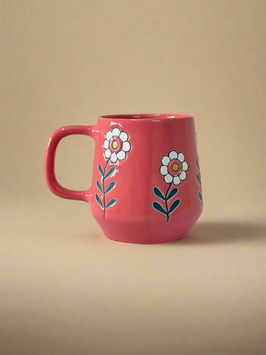 Sky Blue & Pink Bloom Mugs Set of 2 (250ml)
