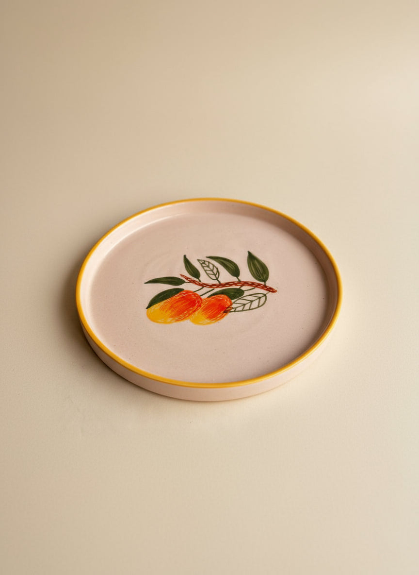 Mango Mehfil Handpainted Ceramic Snack Plate (8 inches)
