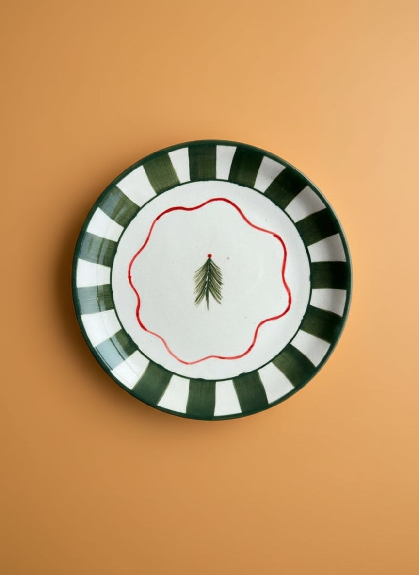 Christmas Tree Green Ceramic Plate Sets (7inches)