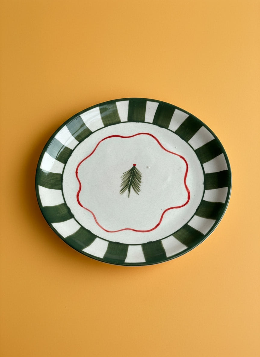 Christmas Tree Green Ceramic Plate Sets (7inches)