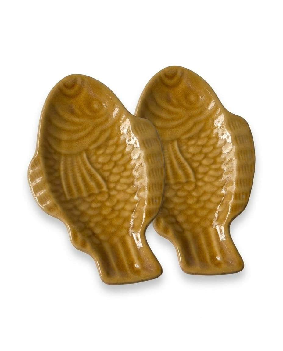 Goldy Ceramic Stoneware Fish Platters - Set of 2