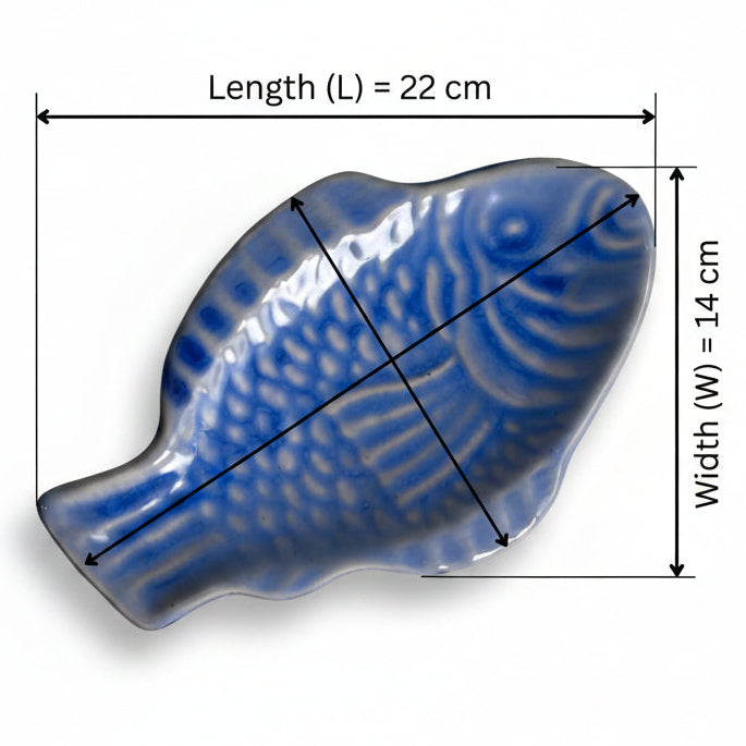 Blue Ocean Ceramic Stoneware Fish Platters - Set of 2