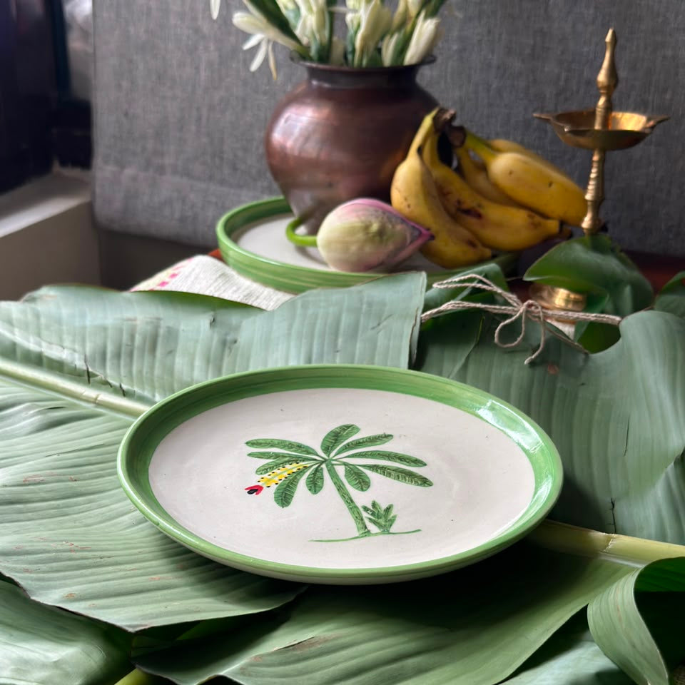 Banana Bloom Handpainted Ceramic Quarter Plate (7.5 inches)