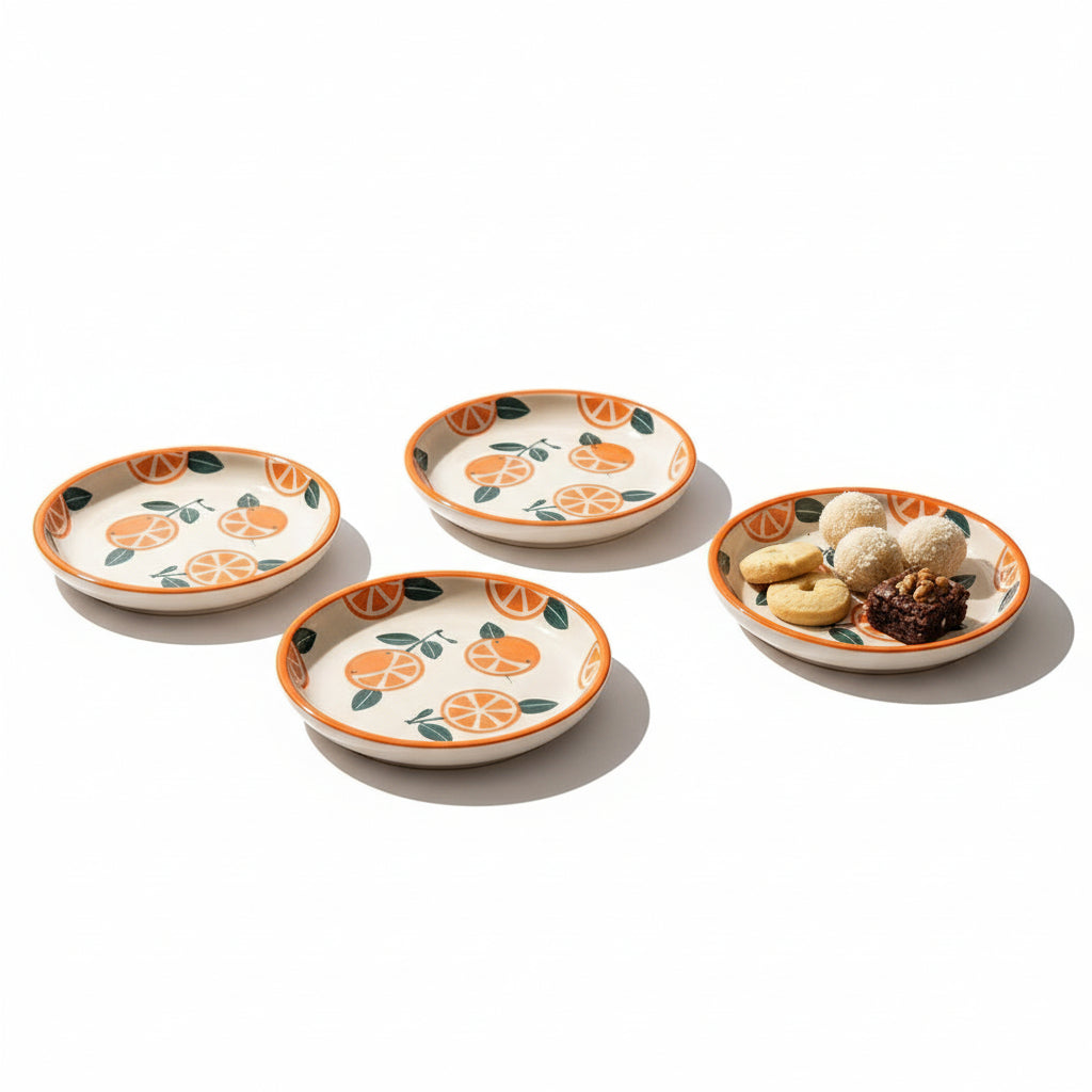 Narangi Orange Ceramic Ceramic Tapas Set of 4