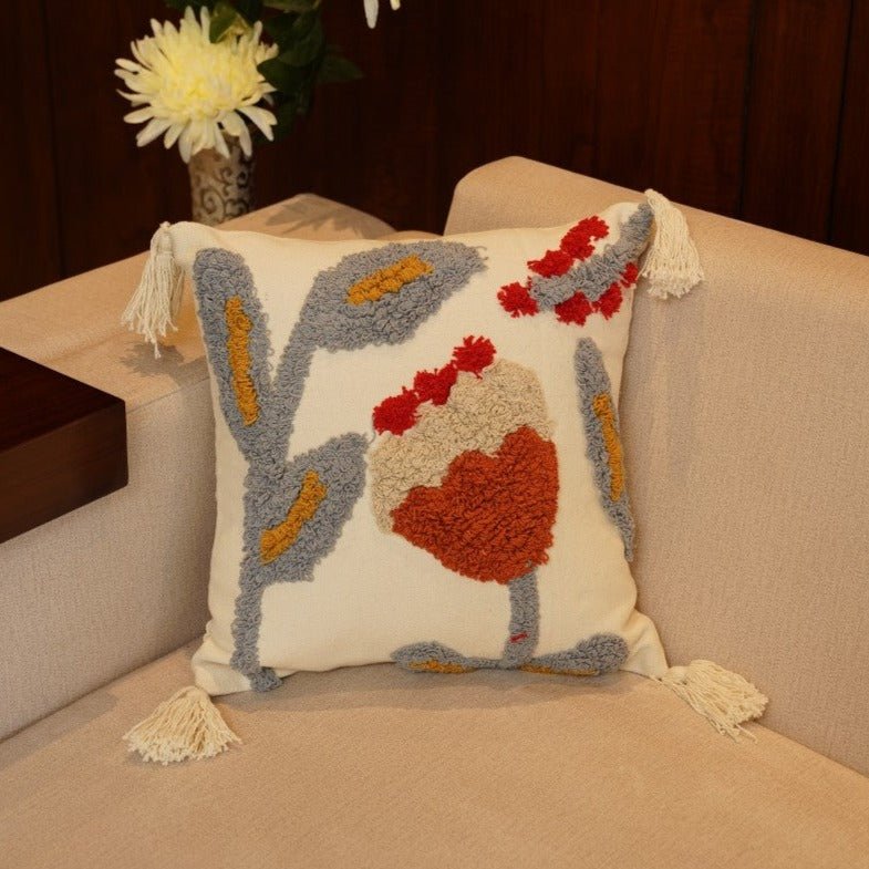 Abstract Tulip Tufted Cushion Cover Vibrant Color - Nurture India