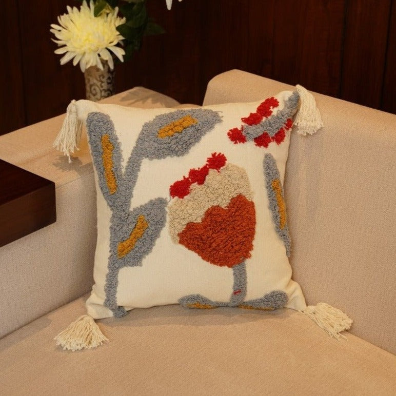 Abstract Tulip Tufted Cushion Cover Vibrant Color - Nurture India