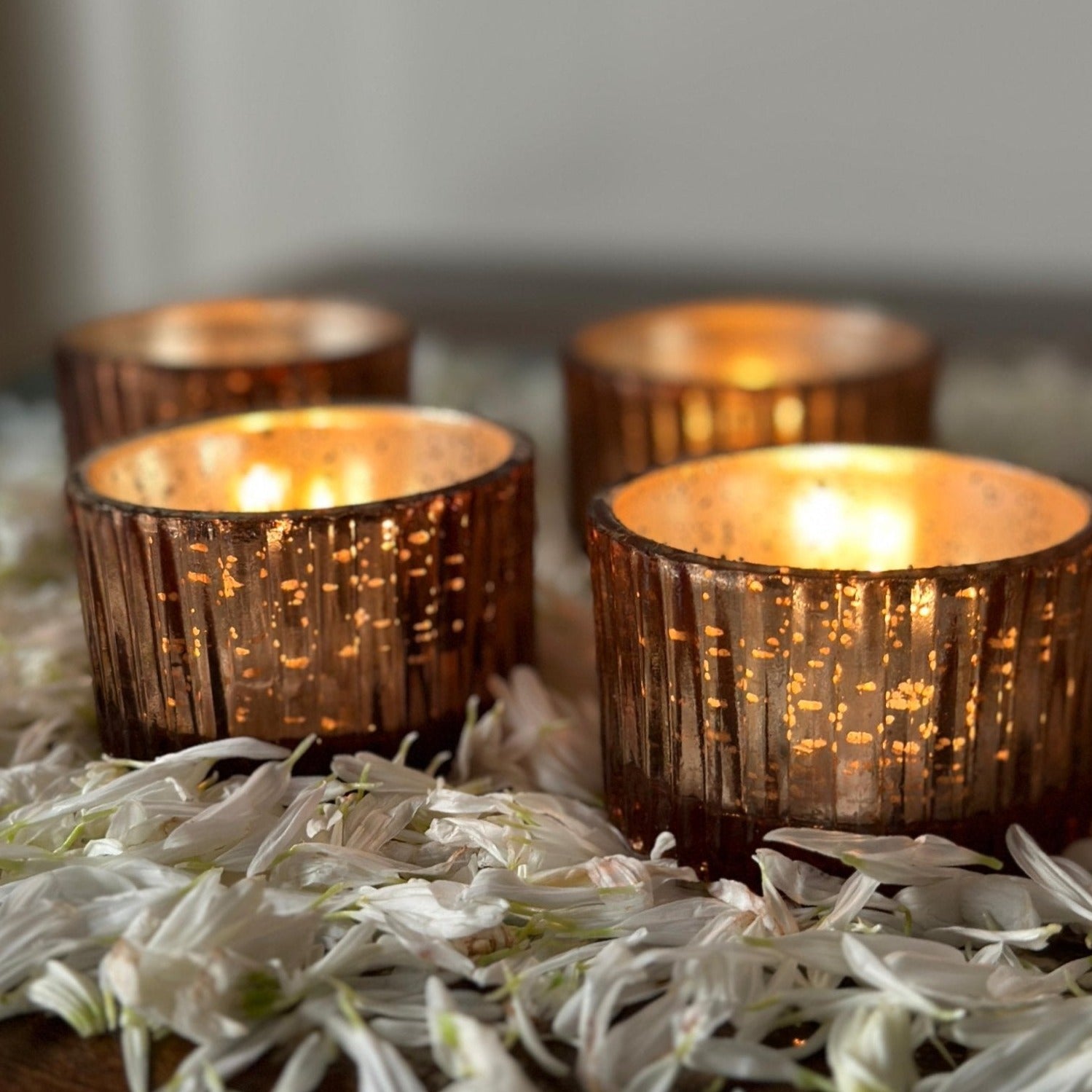 Antique Copper Tealight Candle Holder with Intricate Detailing - Nurture India