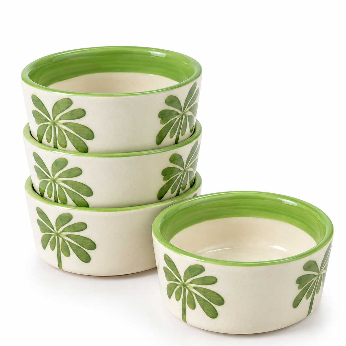 Banana Bloom Handpainted Ramekin Bowl Set of 4