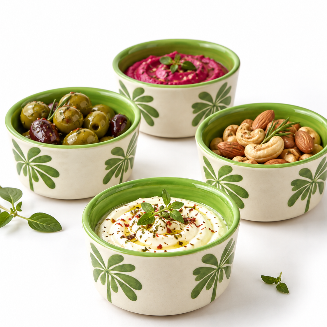 Banana Bloom Handpainted Ramekin Bowl Set of 4