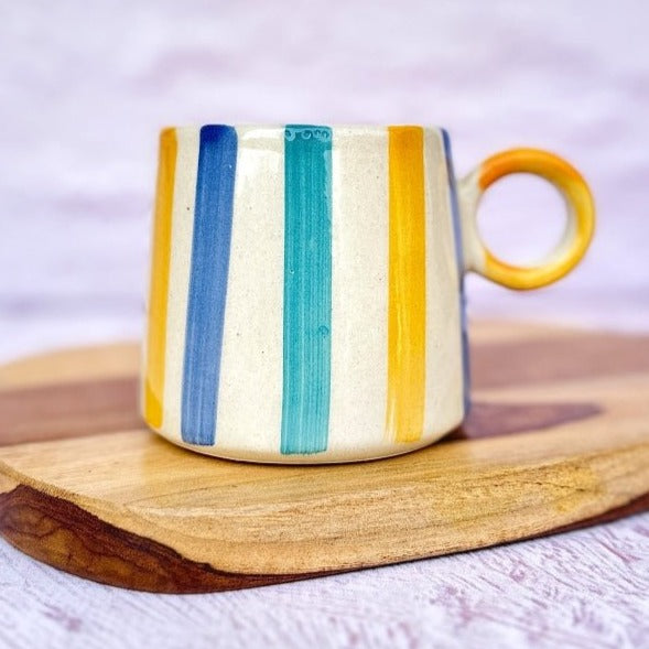 Bright Striped Large Mug - Vibrant 450ml - Nurture India