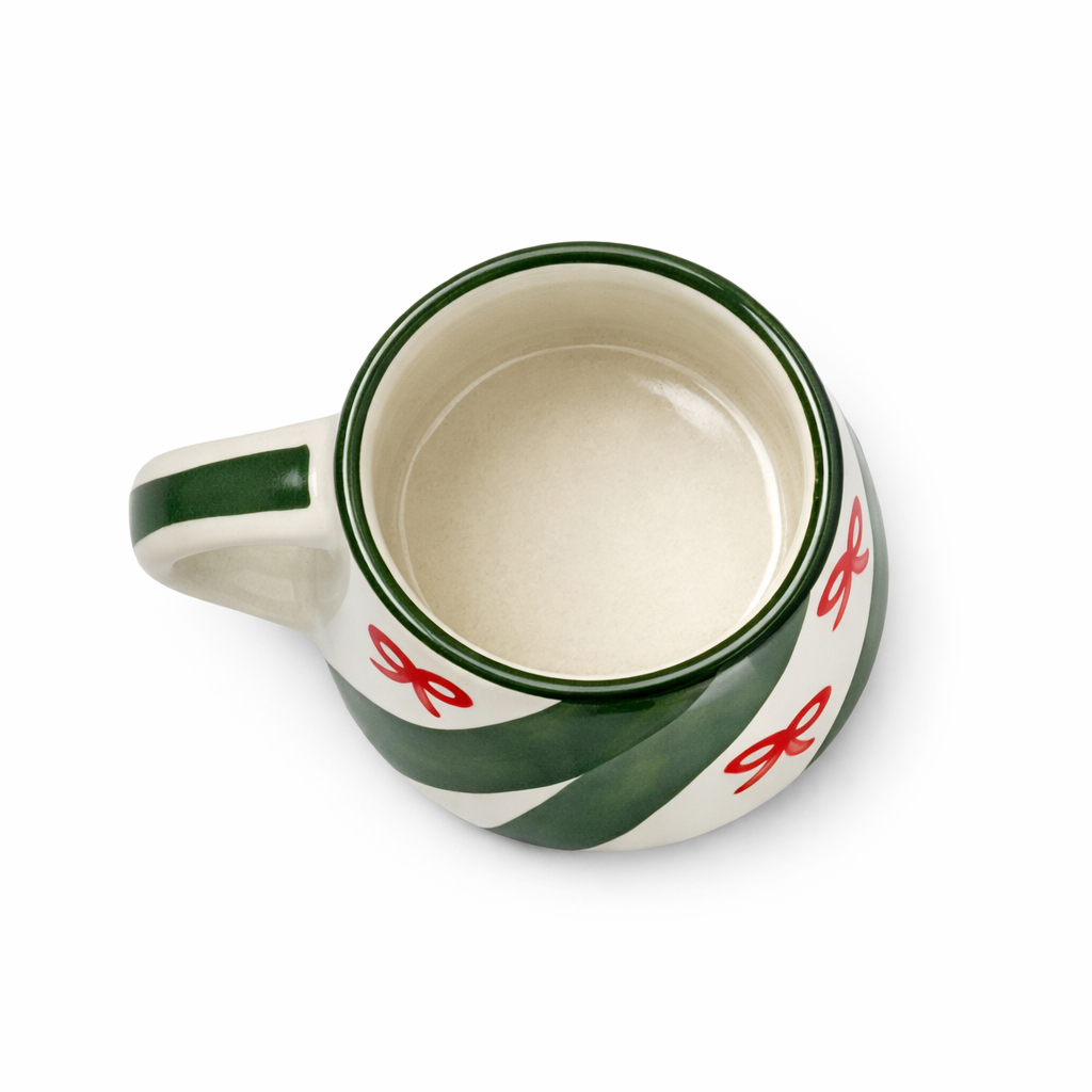 Candy Cane Bow Red Ceramic Mug (300ml)
