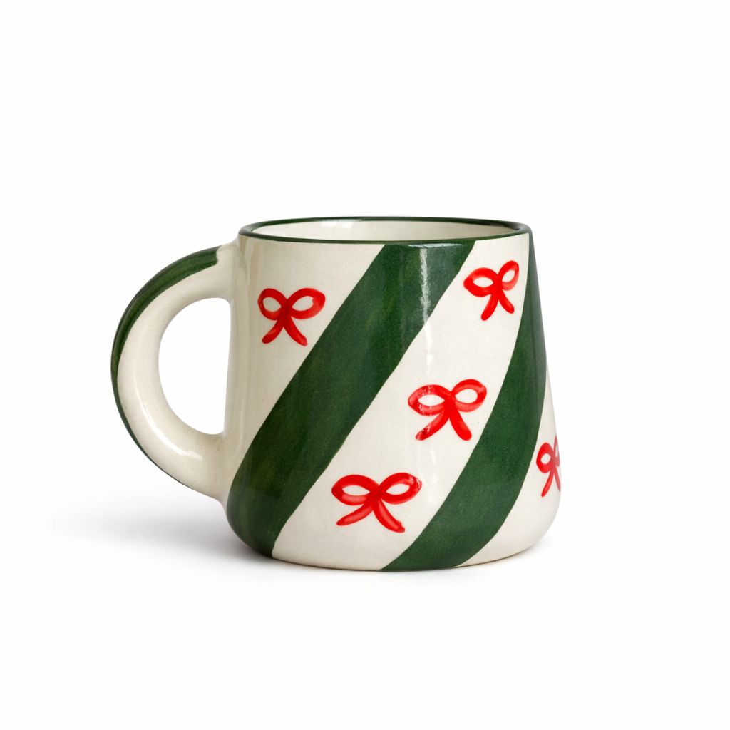 Candy Cane Bow Red Ceramic Mug (300ml)