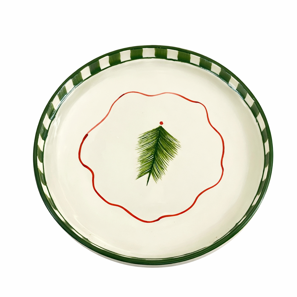 Christmas Tree Green Ceramic Snack Plate (8 inches)