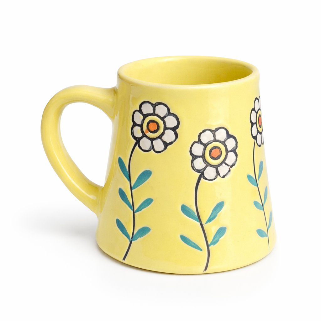 Colorful Beverage Mug - Yellow Garden Bloom Design (300 ml)