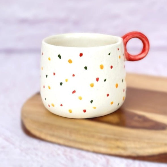 Colourful Dots Ceramic Coffee Cup - 300ml - Nurture India