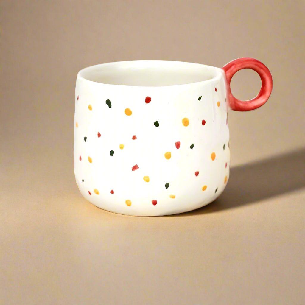 Colourful Dots Ceramic Coffee Cup - 300ml - Nurture India