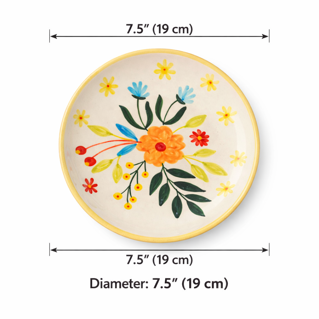 Floral Extravaganza Ceramic Plate Sets (7.5 inches)