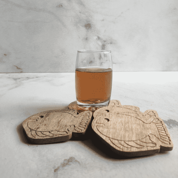 Fish Engraved Wooden Coasters Set of 4 - Nurture India