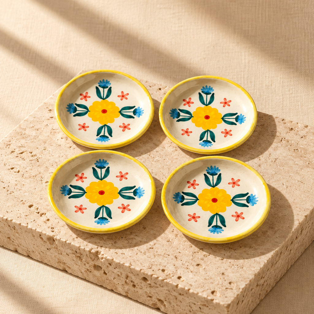 Floral Extravaganza Ceramic Tapas Set of 4