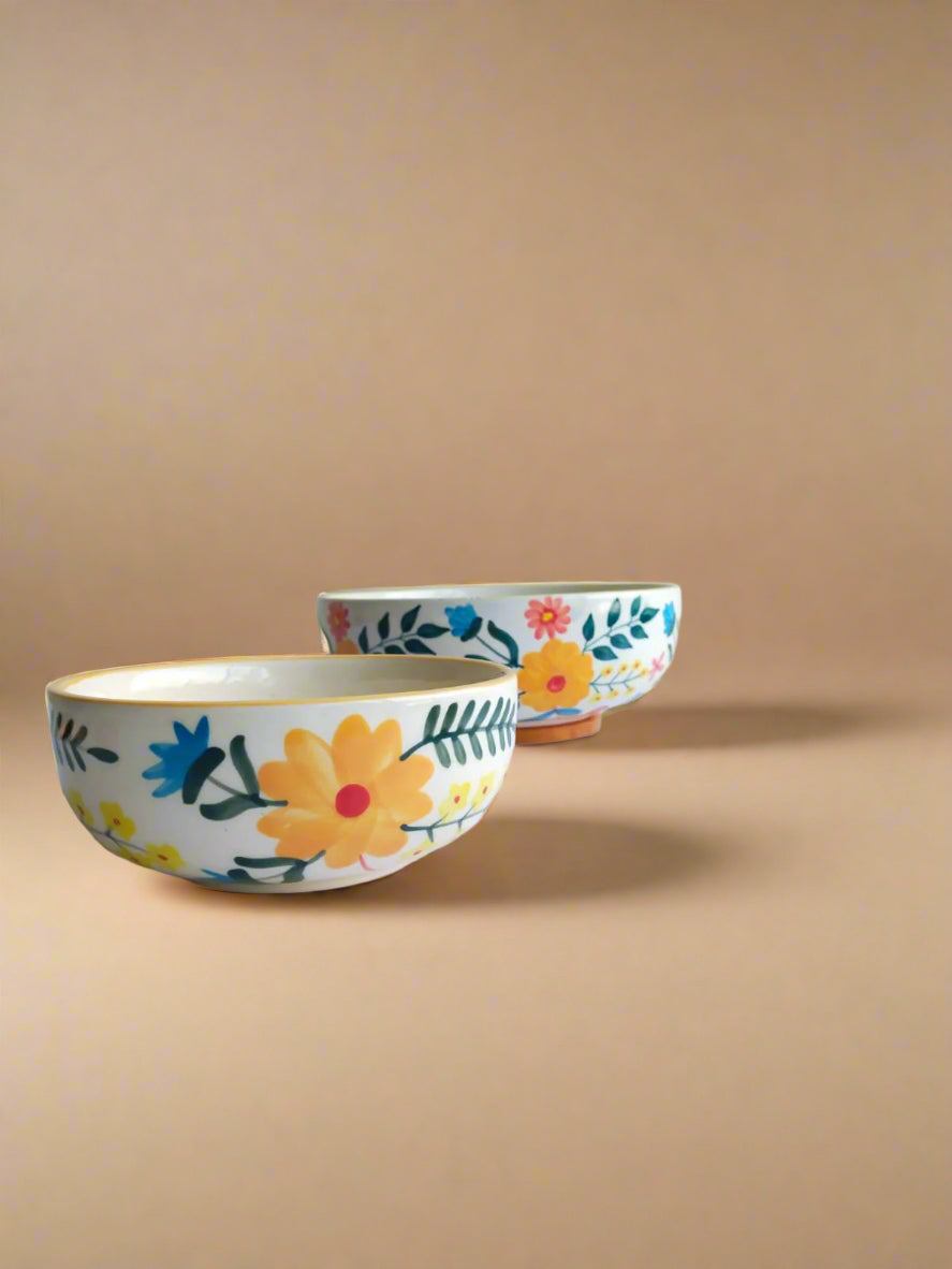 Floral Extravaganza Ceramic Bowl - (Large & Small)