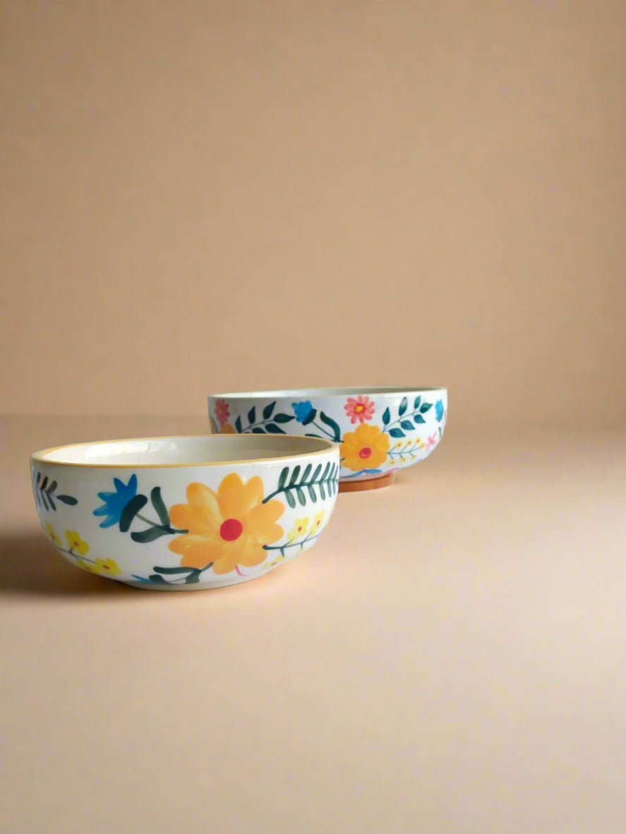 Floral Extravaganza Ceramic Bowl - (Large & Small)