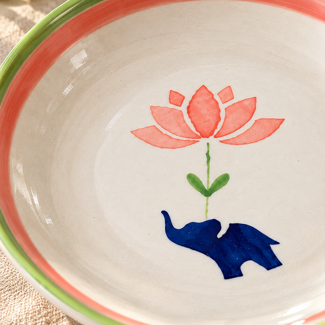 Lucky Lotus Handpainted Ceramic Plate (7.5 inches)