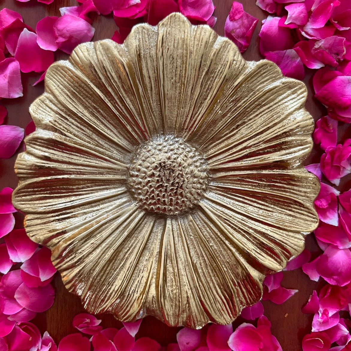 Glass Lamp with Metal Flower Platter - Nurture India