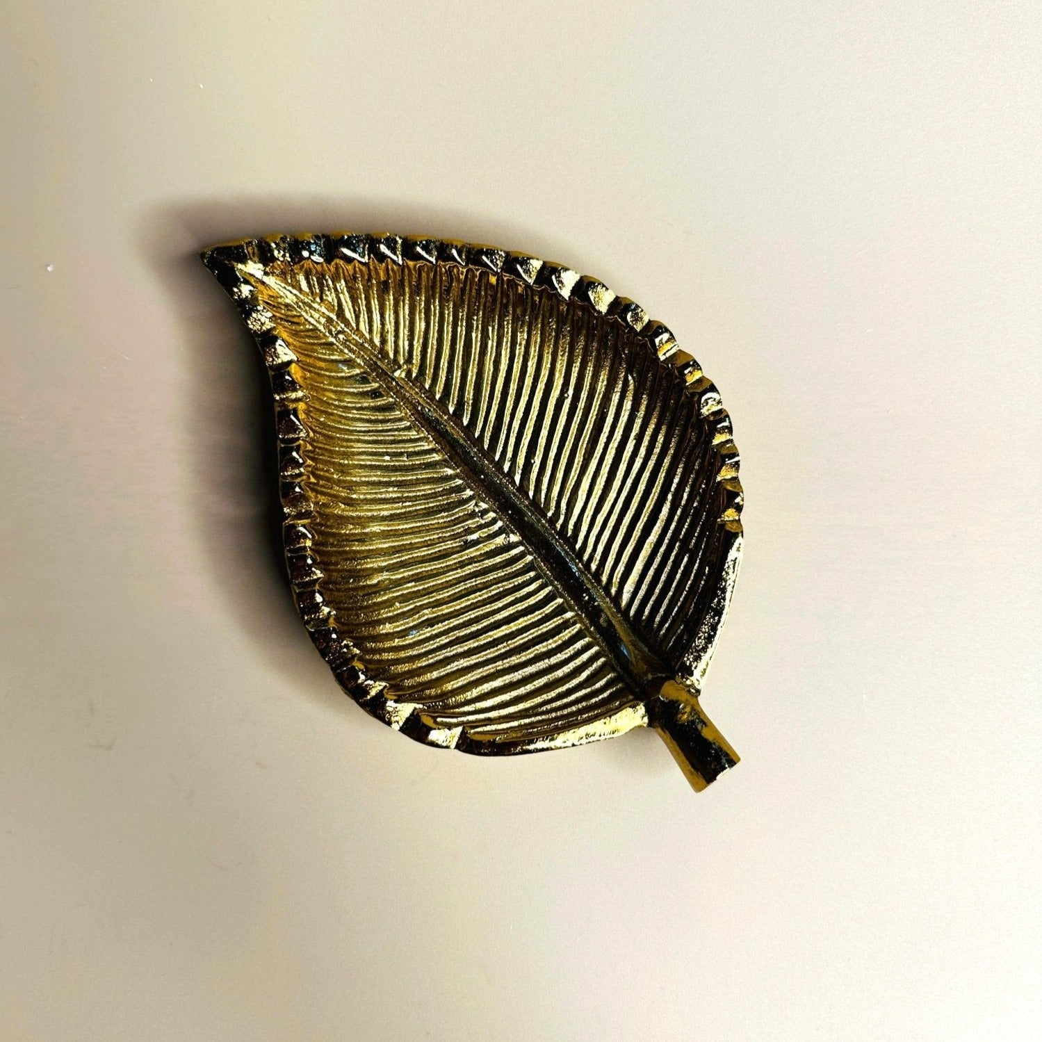 Gold Beetle Leaf Inspired Decorative Plate - Small - Nurture India