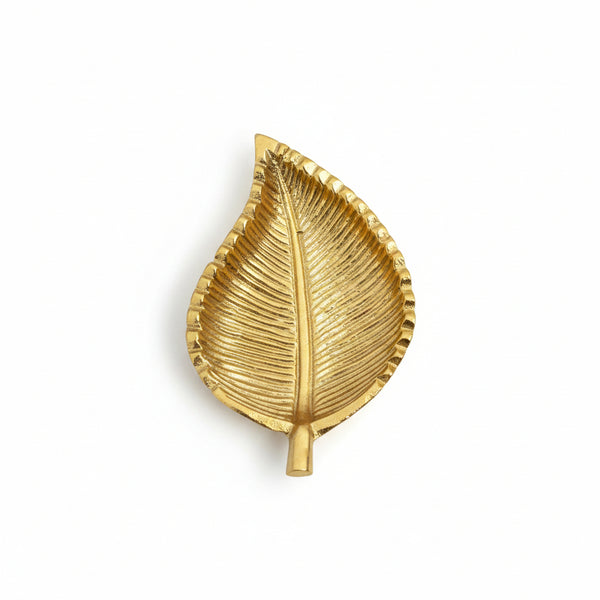 Gold Beetle Leaf Inspired Decorative Plate - Small - Nurture India