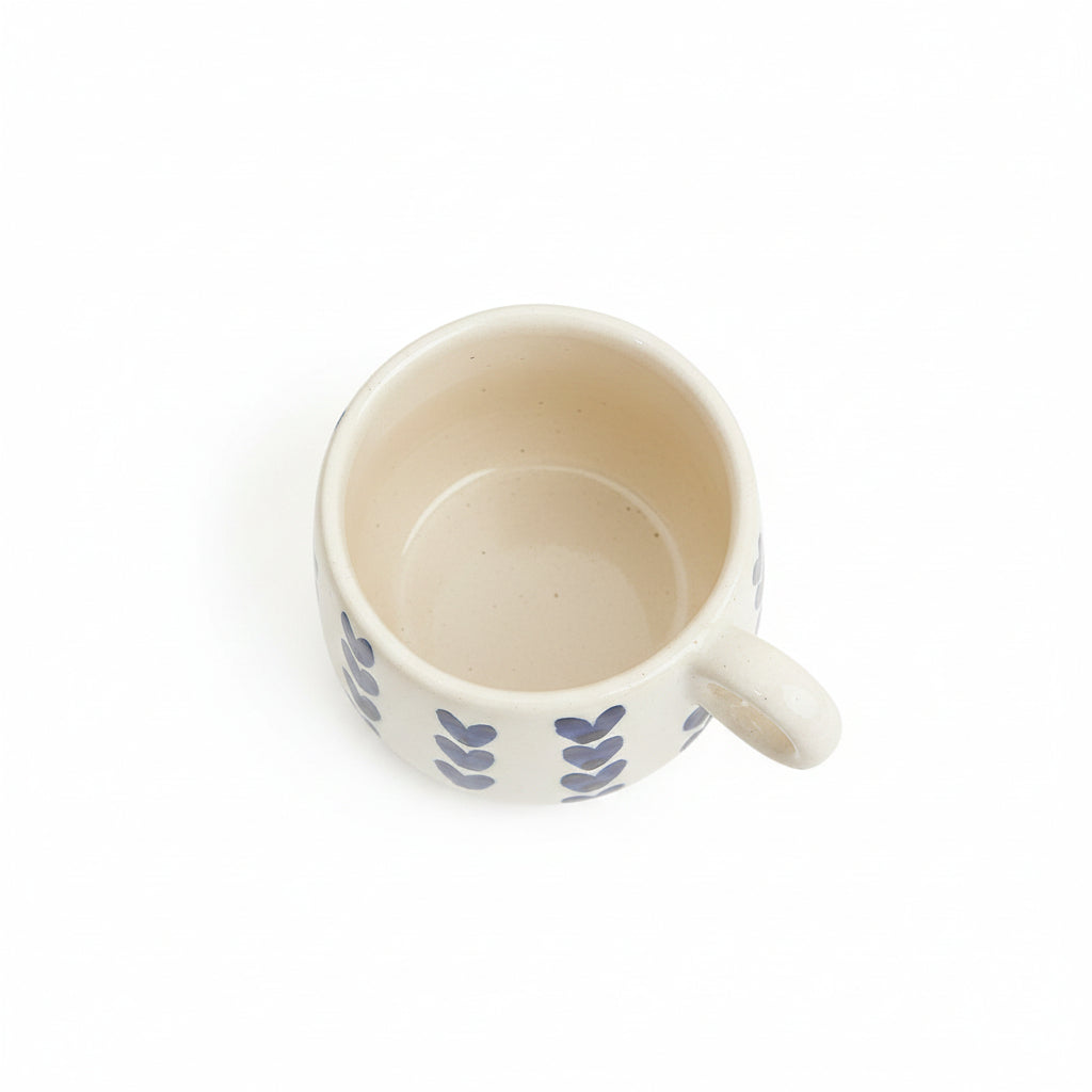 Handcrafted Ceramic Mug with Dark Blue Heart Design (350ml)
