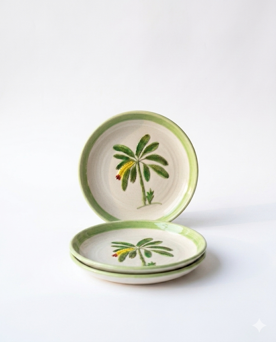 Banana Bloom Handpainted Ceramic Quarter Plate (7.5 inches)