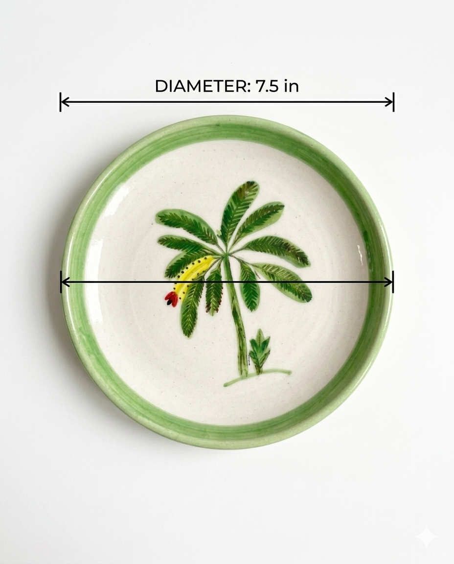 Banana Bloom Handpainted Ceramic Quarter Plate (7.5 inches)