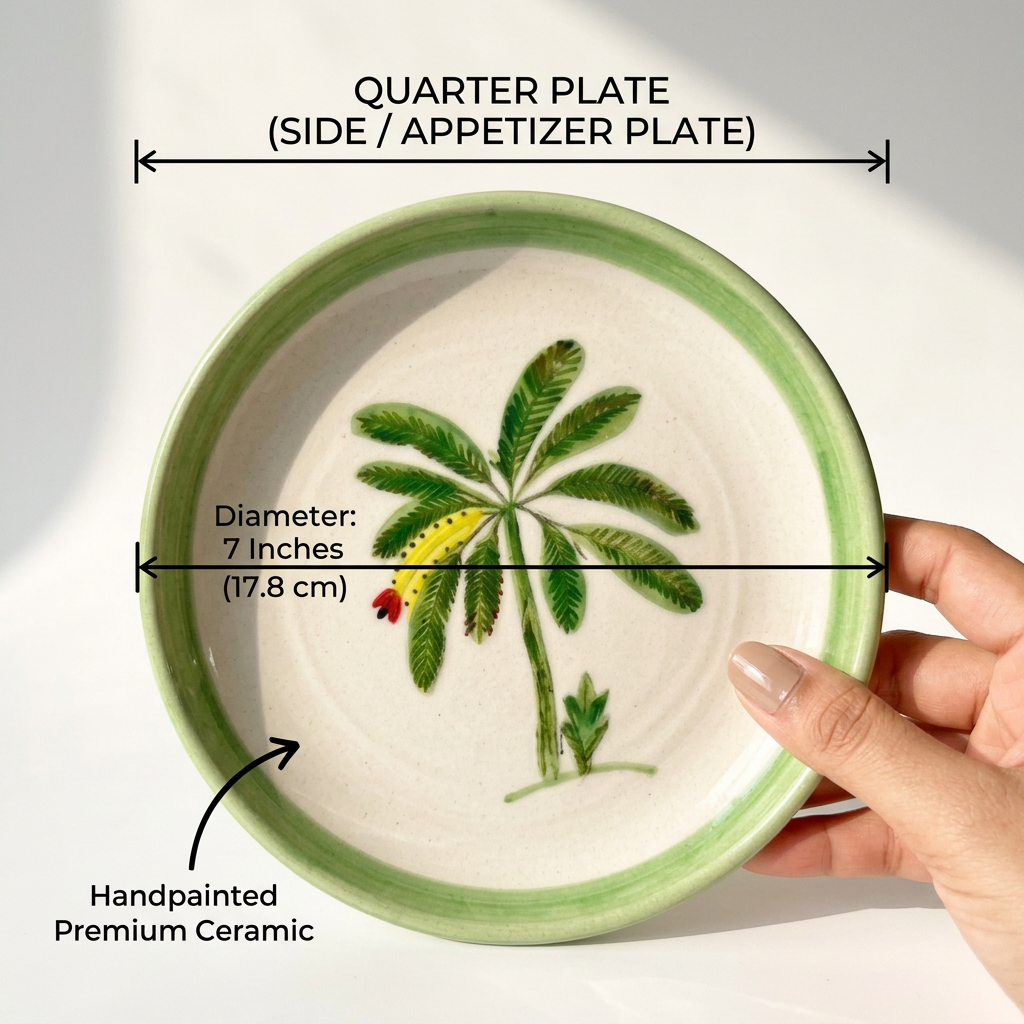 Banana Bloom Handpainted Ceramic Quarter Plate (7 inches)