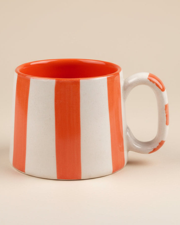 Vintage Orange Stripe Ceramic Coffee Cup - 220ml